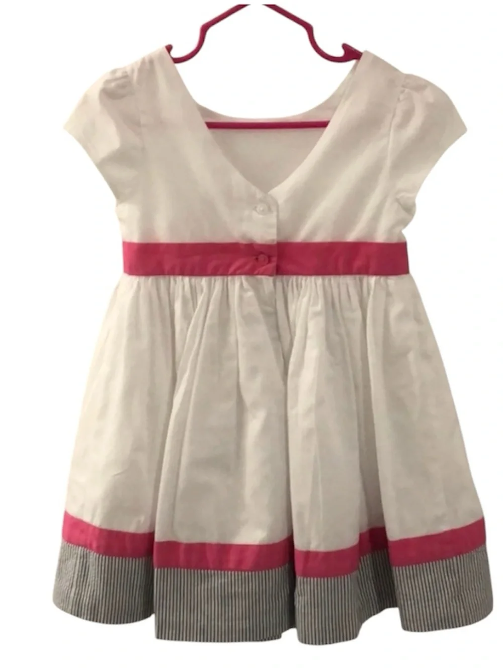 Gymboree White Seersucker Rosette Dress